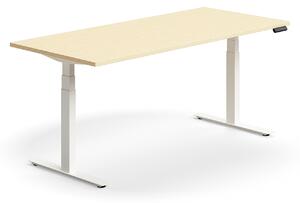 AJ Produkty Výškově nastavitelný stůl QBUS, 1800x800 mm, bílá podnož, bříza