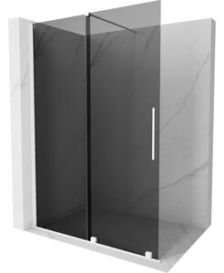 Mexen Velar, sprchová zástěna s posuvnými dveřmi Walk-in 130 x 200 cm, 8mm šedé sklo, bílá matná, 871-130-000-43-20