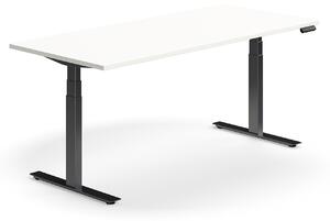 AJ Produkty Výškově nastavitelný stůl QBUS, 1800x800 mm, černá podnož, bílá