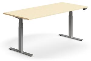 AJ Produkty Výškově nastavitelný stůl QBUS, 1800x800 mm, stříbrná podnož, bříza