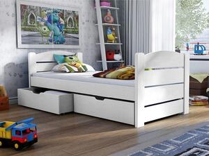 Dětská postel z masivu borovice ROMA se šuplíky - 200x90 cm - bílá