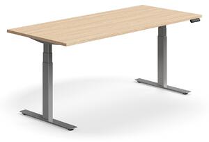 AJ Produkty Výškově nastavitelný stůl QBUS, 1800x800 mm, stříbrná podnož, dub