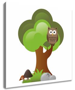Gario Obraz na plátně Veselá sova na stromě Velikost: 30 x 30 cm