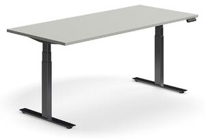 AJ Produkty Výškově nastavitelný stůl QBUS, 1800x800 mm, černá podnož, světle šedá