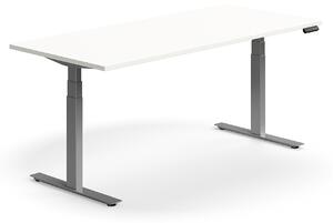 AJ Produkty Výškově nastavitelný stůl QBUS, 1800x800 mm, stříbrná podnož, bílá