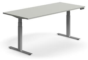 AJ Produkty Výškově nastavitelný stůl QBUS, 1800x800 mm, stříbrná podnož, světle šedá