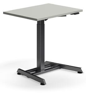 AJ Produkty Výškově nastavitelný stůl QBUS, 800x600 mm, černá podnož, světle šedá