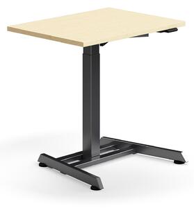 AJ Produkty Výškově nastavitelný stůl QBUS, 800x600 mm, černá podnož, bříza