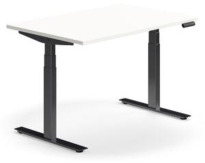 AJ Produkty Výškově nastavitelný stůl QBUS, 1200x800 mm, černá podnož, bílá
