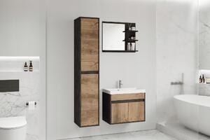 Stěna do koupelny se zrcadlem BRAZORIA - matera / kaštan + umyvadlo ZDARMA