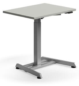 AJ Produkty Výškově nastavitelný stůl QBUS, 800x600 mm, stříbrná podnož, světle šedá