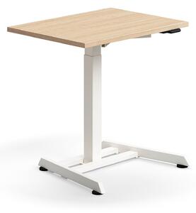 AJ Produkty Výškově nastavitelný stůl QBUS, 800x600 mm, bílá podnož, dub