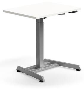 AJ Produkty Výškově nastavitelný stůl QBUS, 800x600 mm, stříbrná podnož, bílá