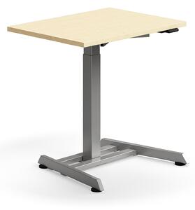 AJ Produkty Výškově nastavitelný stůl QBUS, 800x600 mm, stříbrná podnož, bříza