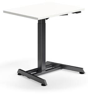AJ Produkty Výškově nastavitelný stůl QBUS, 800x600 mm, černá podnož, bílá