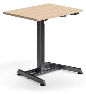 AJ Produkty Výškově nastavitelný stůl QBUS, 800x600 mm, černá podnož, dub