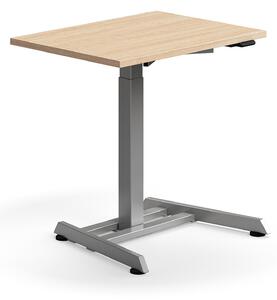 AJ Produkty Výškově nastavitelný stůl QBUS, 800x600 mm, stříbrná podnož, dub