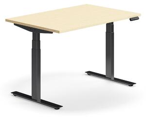 AJ Produkty Výškově nastavitelný stůl QBUS, 1200x800 mm, černá podnož, bříza