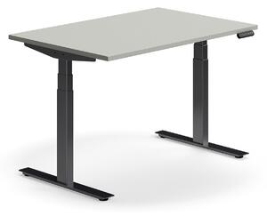 AJ Produkty Výškově nastavitelný stůl QBUS, 1200x800 mm, černá podnož, světle šedá
