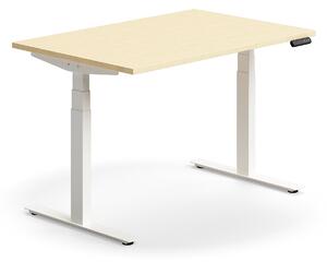 AJ Produkty Výškově nastavitelný stůl QBUS, 1200x800 mm, bílá podnož, bříza