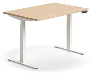 AJ Produkty Výškově nastavitelný stůl QBUS, 1200x800 mm, bílá podnož, dub