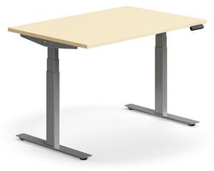 AJ Produkty Výškově nastavitelný stůl QBUS, 1200x800 mm, stříbrná podnož, bříza