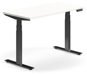 AJ Produkty Výškově nastavitelný stůl QBUS, 1200x600 mm, černá podnož, bílá