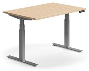 AJ Produkty Výškově nastavitelný stůl QBUS, 1200x800 mm, stříbrná podnož, dub
