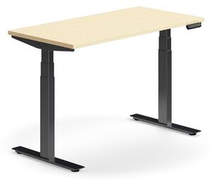 AJ Produkty Výškově nastavitelný stůl QBUS, 1200x600 mm, černá podnož, bříza