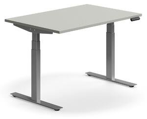 AJ Produkty Výškově nastavitelný stůl QBUS, 1200x800 mm, stříbrná podnož, světle šedá