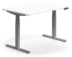 AJ Produkty Výškově nastavitelný stůl QBUS, 1200x800 mm, stříbrná podnož, bílá