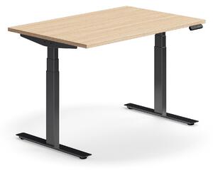AJ Produkty Výškově nastavitelný stůl QBUS, 1200x800 mm, černá podnož, dub