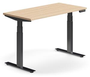 AJ Produkty Výškově nastavitelný stůl QBUS, 1200x600 mm, černá podnož, dub