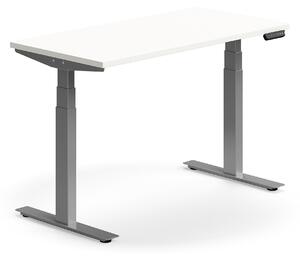 AJ Produkty Výškově nastavitelný stůl QBUS, 1200x600 mm, stříbrná podnož, bílá