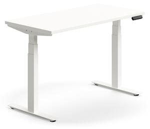 AJ Produkty Výškově nastavitelný stůl QBUS, 1200x600 mm, bílá podnož, bílá