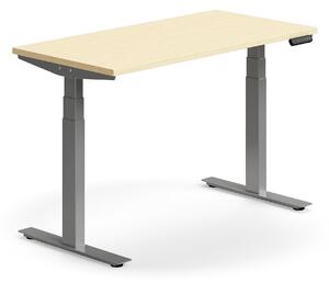 AJ Produkty Výškově nastavitelný stůl QBUS, 1200x600 mm, stříbrná podnož, bříza