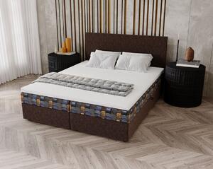 Čalouněná postel 140x200 OTILIE 3 s úložným prostorem - světle hnědá + vzor