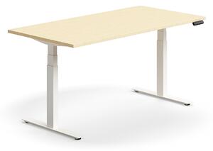AJ Produkty Výškově nastavitelný stůl QBUS, 1600x800 mm, bílá podnož, bříza