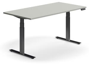AJ Produkty Výškově nastavitelný stůl QBUS, 1600x800 mm, černá podnož, světle šedá
