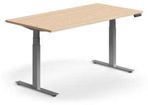 AJ Produkty Výškově nastavitelný stůl QBUS, 1600x800 mm, stříbrná podnož, dub
