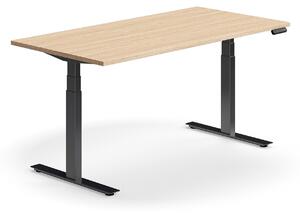 AJ Produkty Výškově nastavitelný stůl QBUS, 1600x800 mm, černá podnož, dub