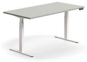 AJ Produkty Výškově nastavitelný stůl QBUS, 1600x800 mm, bílá podnož, světle šedá