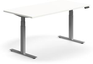 AJ Produkty Výškově nastavitelný stůl QBUS, 1600x800 mm, stříbrná podnož, bílá