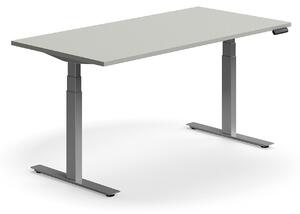 AJ Produkty Výškově nastavitelný stůl QBUS, 1600x800 mm, stříbrná podnož, světle šedá