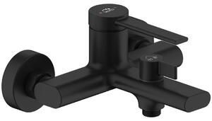 Laveo Pinar, nástěnná vanová baterie bez sprchové soupravy 150mm, černá matná, LAV-BAW_710D