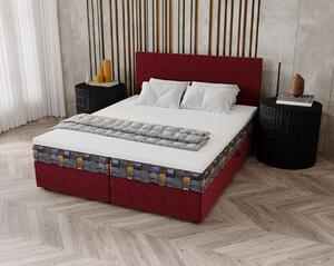 Čalouněná postel 160x200 OTILIE 3 s úložným prostorem - červená + vzor