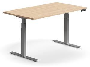 AJ Produkty Výškově nastavitelný stůl QBUS, 1400x800 mm, stříbrná podnož, dub