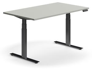 AJ Produkty Výškově nastavitelný stůl QBUS, 1400x800 mm, černá podnož, světle šedá