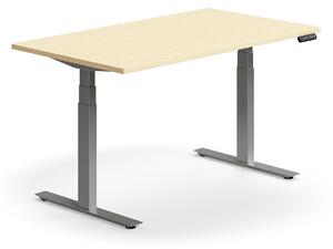 AJ Produkty Výškově nastavitelný stůl QBUS, 1400x800 mm, stříbrná podnož, bříza