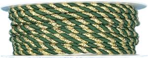 Provázek dekorační kroucený KORDEL zeleno - zlatý 3mm x 3m (5,- Kč/m)